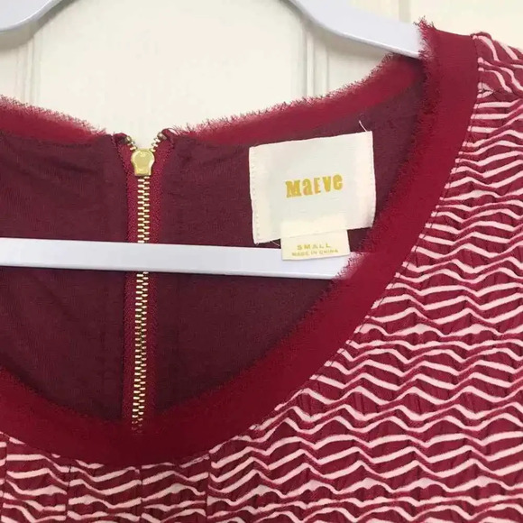 Anthropologie Maeve Burgundy Dora Pleated Dress Size Small - Picture 4 of 8